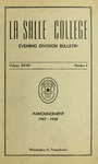 La Salle College Evening Division Bulletin Announcement for the Sessions 1947-1948