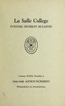 La Salle College Evening Division Bulletin Announcement 1948-1949 by La Salle University